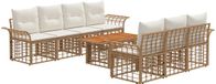 vidaXL Tuinbank Set 8 stuks Natuurlijk en Crème Wit polyrattan