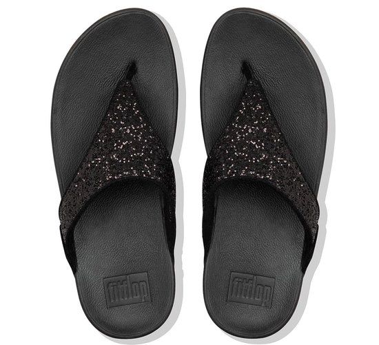 FitFlop Lulu Glitter Teenslippers Dames - Zwart - Maat 36