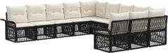 vidaXL - Tuinbank - Set - 11 - st - Zwart - poly - rattan