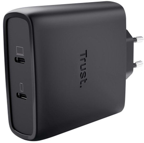 Trust Maxo GaN - 100W USB-C Oplader - 2 Poorten - Snellader voor laptop en smartphone - Zwart