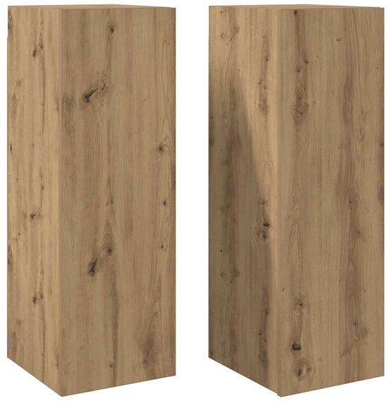 vidaXL Tv-meubelen 2 st 30,5x30x90 cm bewerkt hout artisanaal eiken