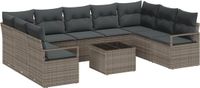 vidaXL Tuinbank Set Lichtgrijs Poly Rattan