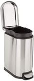 Amazon Basics Afvalbak, voor de badkamer, rechthoekig, voor krappe ruimtes, met roestvrijstalen voetpedaal, softclose-mechanisme, voor thuis en op kantoor, 10 liter, zilver