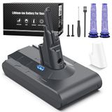 Keenstone V8 accu 6500 mAh, vervangende accu voor Dyson SV10 V8 Absolute Animal Motorhead Fluffy Slim Fluffy Total Clean Extra met 2 filters