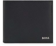 BOSS Leren portemonnee sleutelhanger Gift Set 4 CC Wallet / Keyring Black zwart