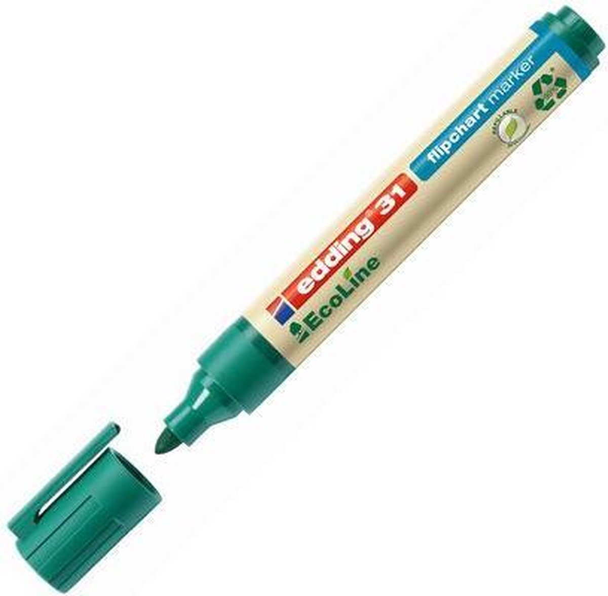 Edding 31 EcoLine flipchart marker - groen - 10 stiften - roonde punt 1,5-3 mm - stift voor schrijven, tekenen op flip-over papier - drukt niet door - droogt niet uit- intensieve kleur - navulbaar