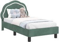 vidaXL Cadre de lit pour tout-petit avec tête de lit vert d'eau 70 x 140 cm velours