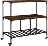 vidaXL Keukentrolley 100x50x95 cm bewerkt hout gerookt eikenkleurig