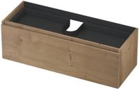 INK - Onderkast 1L met Binnenlade Greeploos Houten Keerlijst Fineer - 1200x450x400 Mm - Ash Grey Fineer