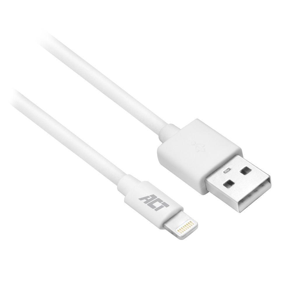 ACT AC3011 USB 2.0 to Lightning Cable - 1m - White - MFI Certified