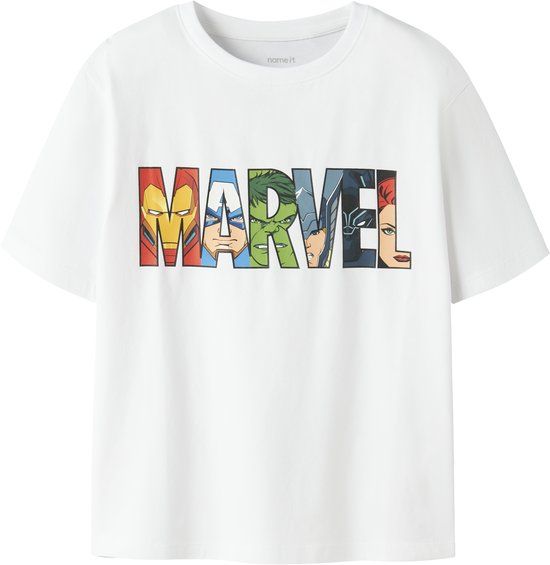 NAME IT - NKMFERGUS MARVEL SS NREG TOP MAR - Jongens - T-shirts - Maat 158/164 - Katoen/Elastaan - Wit