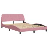 VidaXL Bed met matras "Hanko" fluweel roze 140x190 cm