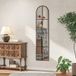 Grand miroir décoratif 40x160 cm avec cadre métal noir, style fenêtre cintrée, idéal mural ou sur pied, sécurité anti-éclats