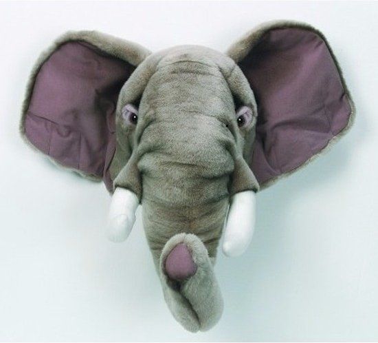 Wild & Soft Dierenkop Olifant - Grijs