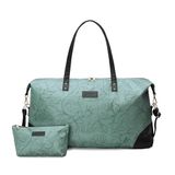 Jadyn B Luna Duffel - 54cm - 37L - Reistas of Gymtas met ritssluiting Toilettas, Salie Flora, Softside plunjezak met accenten van veganistisch leer