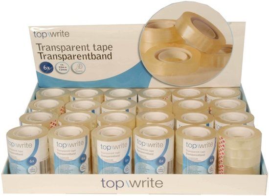 TOPWRITE plakband transparant 6 stuks