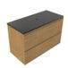 Saniclass Holz Pure Badkamermeubelset - 100x45x63cm - Noche basalten wastafelblad gepolijst (zwart) - zonder kraangat - 2 lades - mat eiken natural (hout) SW1420787/SW728236