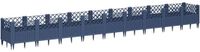 vidaXL Plantenbak met pinnen 363,5x43,5x43,5 cm polypropeen blauwgrijs