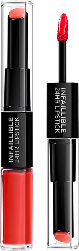 L'Oréal Make-Up Designer Infaillible 24H Lipstick - 506 Red Infaillible - Rood - Langhoudende, Verzorgende Lippenstift - 5 ml