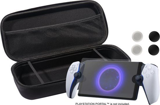 Qware PS Portal Case Bundle - Hardcase, Tempered Glass, Thumb Grips - Black
