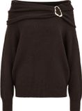 WE Fashion Dames oversized trui van wolmix met goud accent