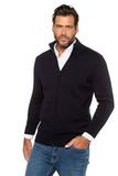 JP 1880 Heren Cardigan opstaande kraag geribbelde manchetten Donkermarine Maat L