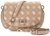 GUESS Emelie Logo Flap Shoulder Bag Biscotti Logo Lichtbruin