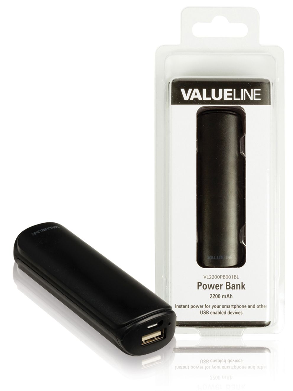 Valueline VL2200PB001BL Powerbank - 2200 mAh - Zwart