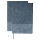Merkloos Notitieboekje / opschrijfboekje Elian A5 - lichtblauw - 2x15 cm - 100 pagina's - harde kaft - ribfluweellook
