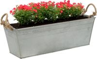 Mega Collections plantenbak Farmer - balkon/terras - zink - zilver - L37 x D13 X H10 cm - bloembak