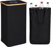 Relaxdays Statiegeld prullenbak - 100 liter - met deksel en tas - zwart