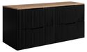 3xE living Armoire de salle de bain, noir / hêtre, 160 x 58,6 x 46 cm