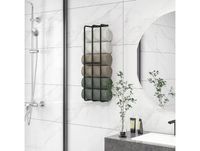 HOMCOM Porte-serviettes mural 3 barres en métal noir - peut contenir jusqu'à 6 serviettes, dim. 21l x 12P x 74H cm