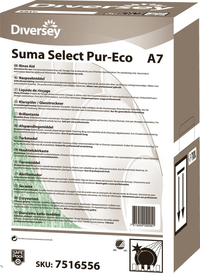 Diversey Suma Select Pur-Eco A7 - SafePack 10 L