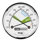 TFA Dostmann Analoge thermo-hygrometer in het Frans, 45.2024.FR, temperatuur- en vochtigheidsmeting in huis, met comfortzones, zilver