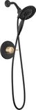 Delta T142855-I Albion Douche Alleen Trim Pakket met 1,75 GPM Multifunctionele Douchekop - Minder Ruw in - Mat Zwart/Champagne Brons