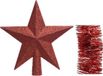 Decoris Kaemingk B.V. Kerstversiering kunststof glitter ster piek 19 cm en folieslingers pakket rood