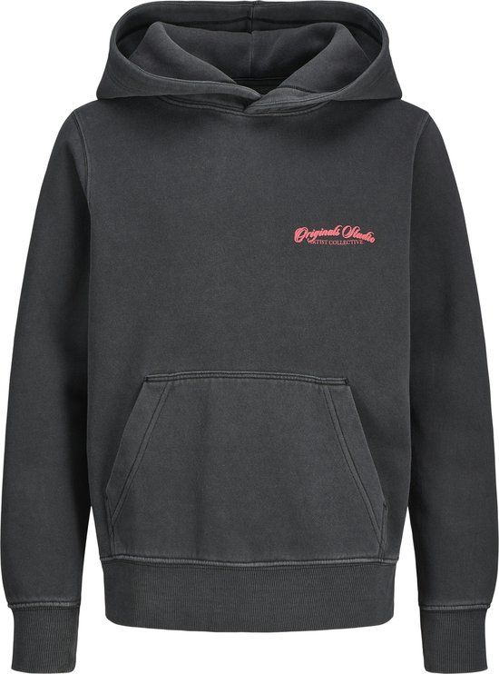 JACK&JONES JORINWOOD WASH SWEAT HOOD JNR Jongens Sweater Zwart Katoen/Polyester Maat 140
