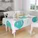 Bonamaison Tafelkleed, Anti-Mold, Sneldrogend, Waterdicht, 100% Polyester Tafellaken, Turkoois, wit, 140 x 160 Cm