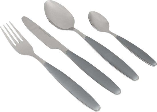 Gimex Bestekset - Grijs - 16-Delig - RVS - Soft Touch