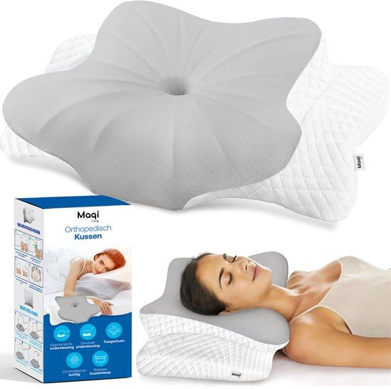 Maqi Living Hoofdkussen Memory Foam voor Nekklachten – Orthopedisch & Ergonomisch kussen - Geschikt voor rug-, zij- en buikslapers - Traagschuim - Wit