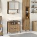 vidaXL Ensemble de meubles de salle de bain 2 pièces Marron Bois traité
