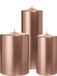 Wiedemann Cilinderkaarsen/stompkaarsen - set van 3 - metallic roségoud - 7x13/10x15/7x20 cm