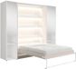 Vente-unique lit armoire bois beige, blanc 160 x 200 cm