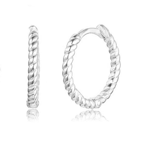 Elenza AMS Elenza 925 Zilver Gedraaide Oorringen-12mm