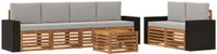 vidaXL - Bank loungeset - 6 zitplekken - Naturel en lichtgrijs - Massief Acacia Hout