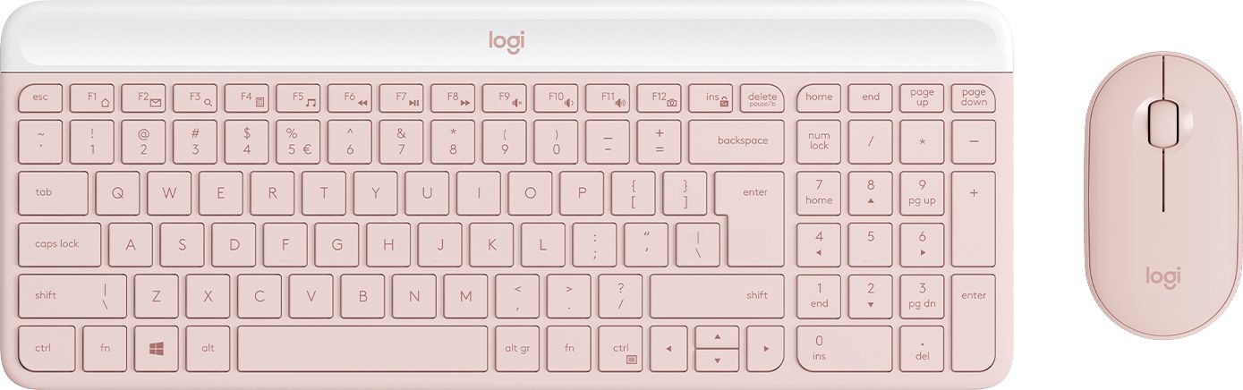 Logitech MK470 Slim Combo Wireless Keyboard & Mouse - Pink - US International - QWERTY