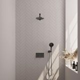 Brauer Gunmetal Carving Thermostatische Regendoucheset Inbouw - Hoofddouche 20 cm - Rechte Wandarm - Met Drukknoppen - Handdouche 3 Standen - Doucheslang - Wandaansluitbocht - Gunmetal