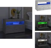 vidaXL Nachtkastje met LED-verlichting 60x35x40 cm betongrijs