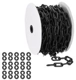 Chaîne en plastique, 22 mètres, 8 mm, noir, barrière de sécurité, pour guider les personnes